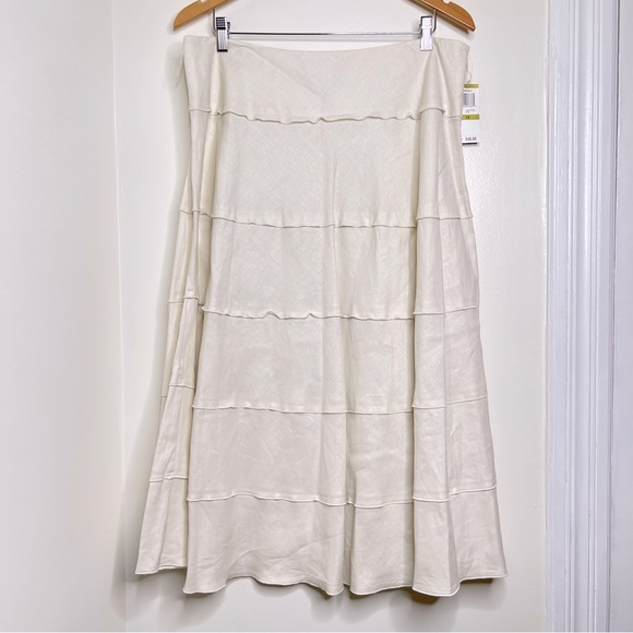 Style & Co. Dresses & Skirts - Style & Co 100% Linen Tiered Midi Skirt Women’s Size 14 Color is Ecru Summer